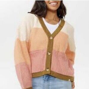 Desert Dreams Oversized Button Cardigan Sweater Sz XL Rip Curl Coral Boxy Crop